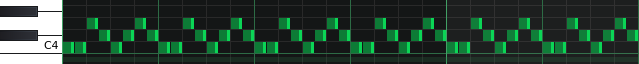 A screenshot showing a Piano Roll in LMMS of Template Track