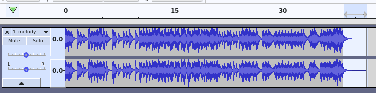 A screenshot of Audacity showing the part after 38.4 seconds is highlighted