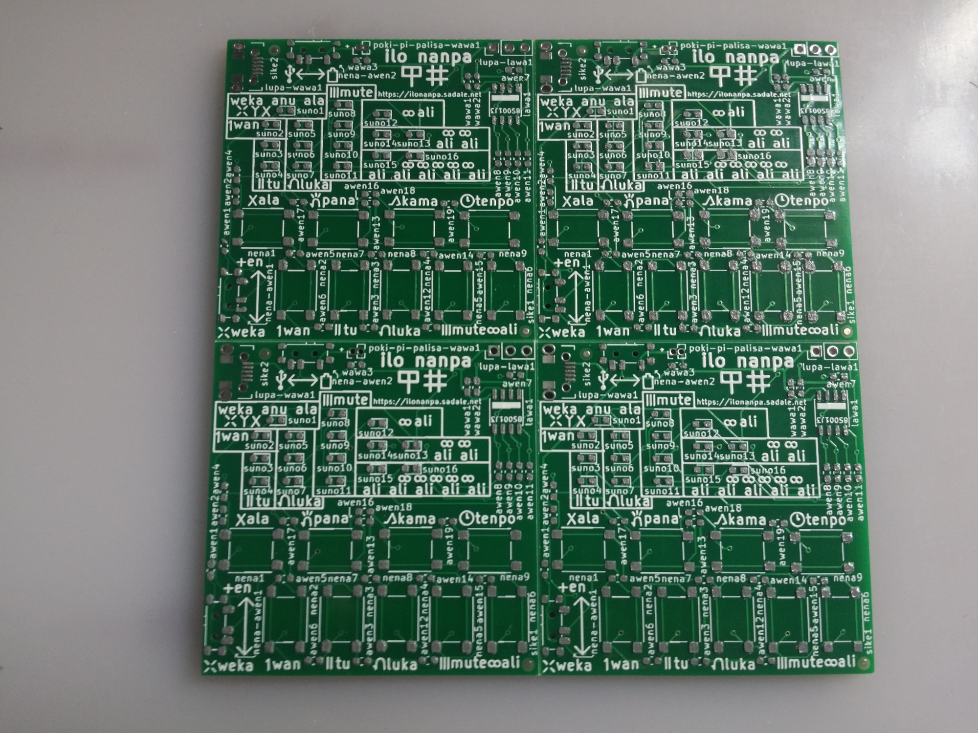 A photo showing PCB with solder paste on all of its pads